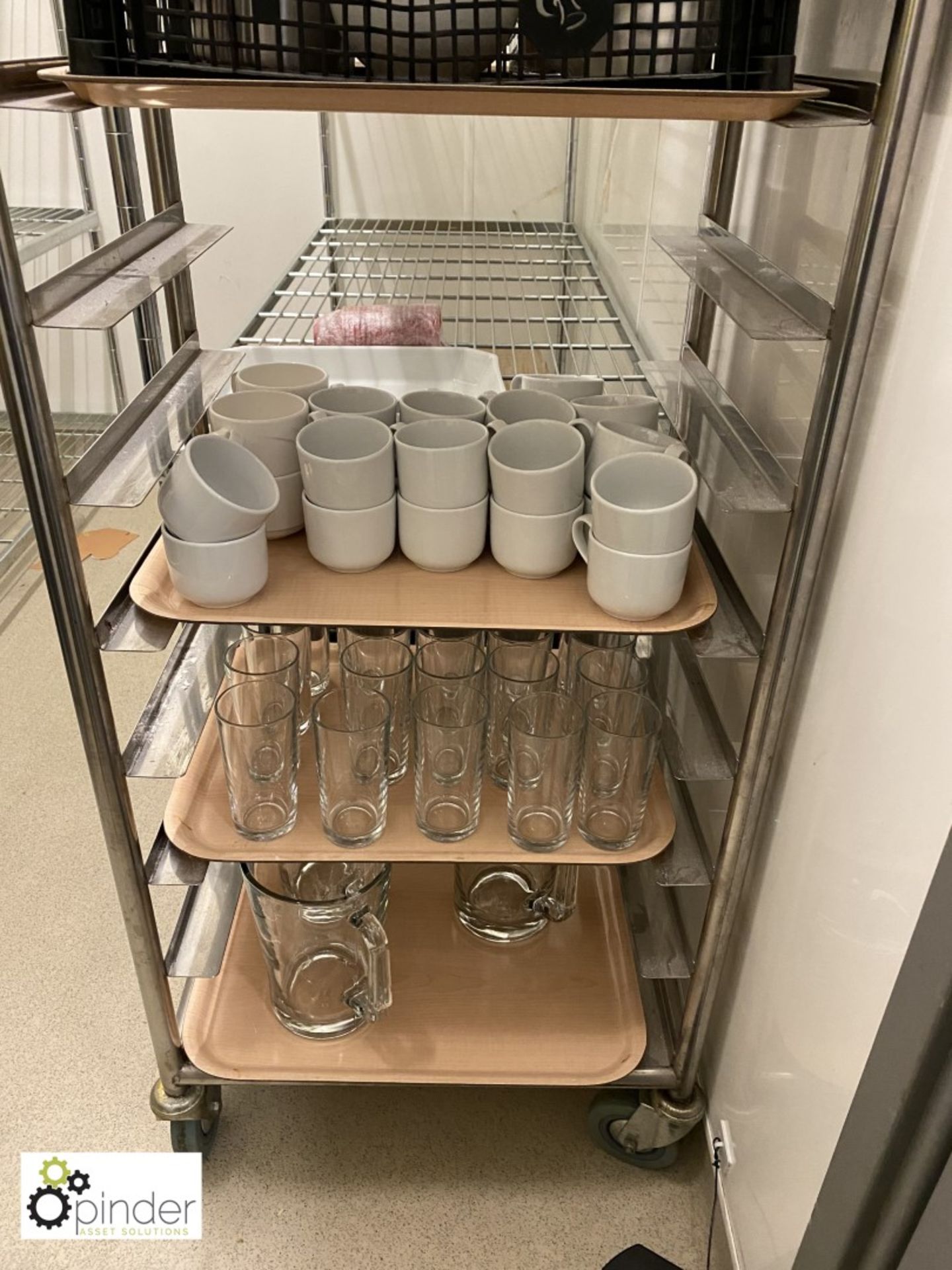 Tubular framed 10-tray Trolley and Contents including cups, saucers, glassware (located in Kitchen - Image 3 of 3