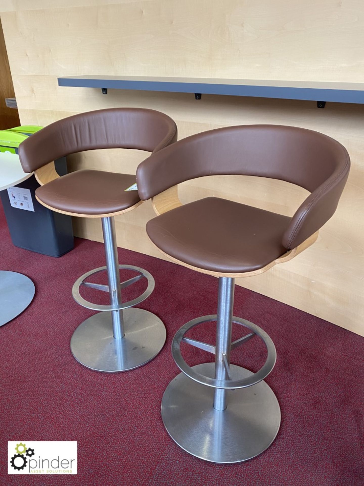 Pair leather upholstered Breakfast Bar Stools (located in Canteen on ground floor) - Image 2 of 2