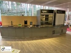 Curved granite top Servery Unit, approx. 6000mm x 1100mm, with 2 shutter front chilled display units