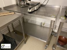 Mobile stainless steel 2-tier Preparation Table, 1300mm x 700mm, with rear and left-hand lip (