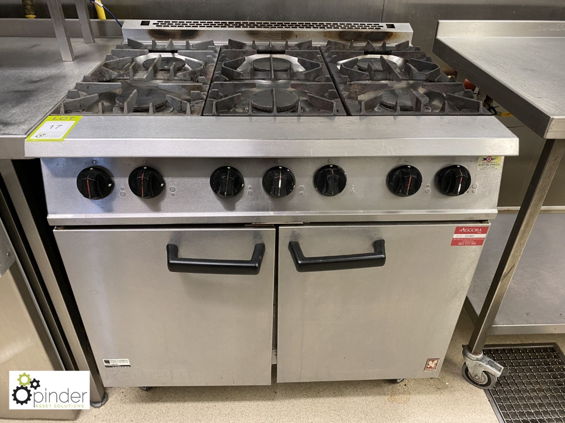 Falcon stainless steel gas fired 6-ring Oven, 900mm x 770mm (located in Kitchen on ground floor)