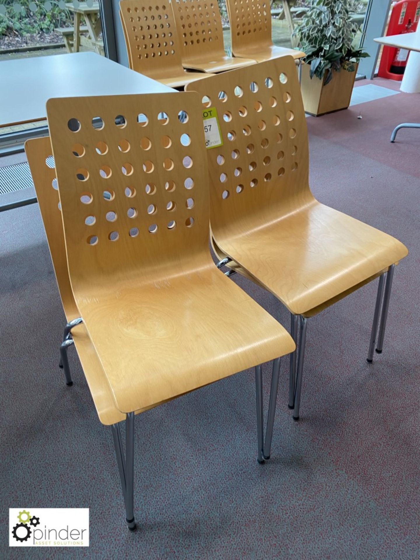 4 beech effect Refectory Chairs (located in Canteen on ground floor)