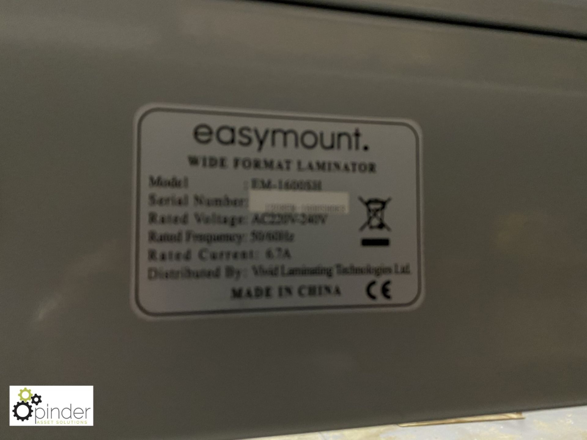 Easymount EM-1600SH Wide Format Laminator, 240volts, 1600mm width, serial number 1208EM 1600SH063 - Image 8 of 9