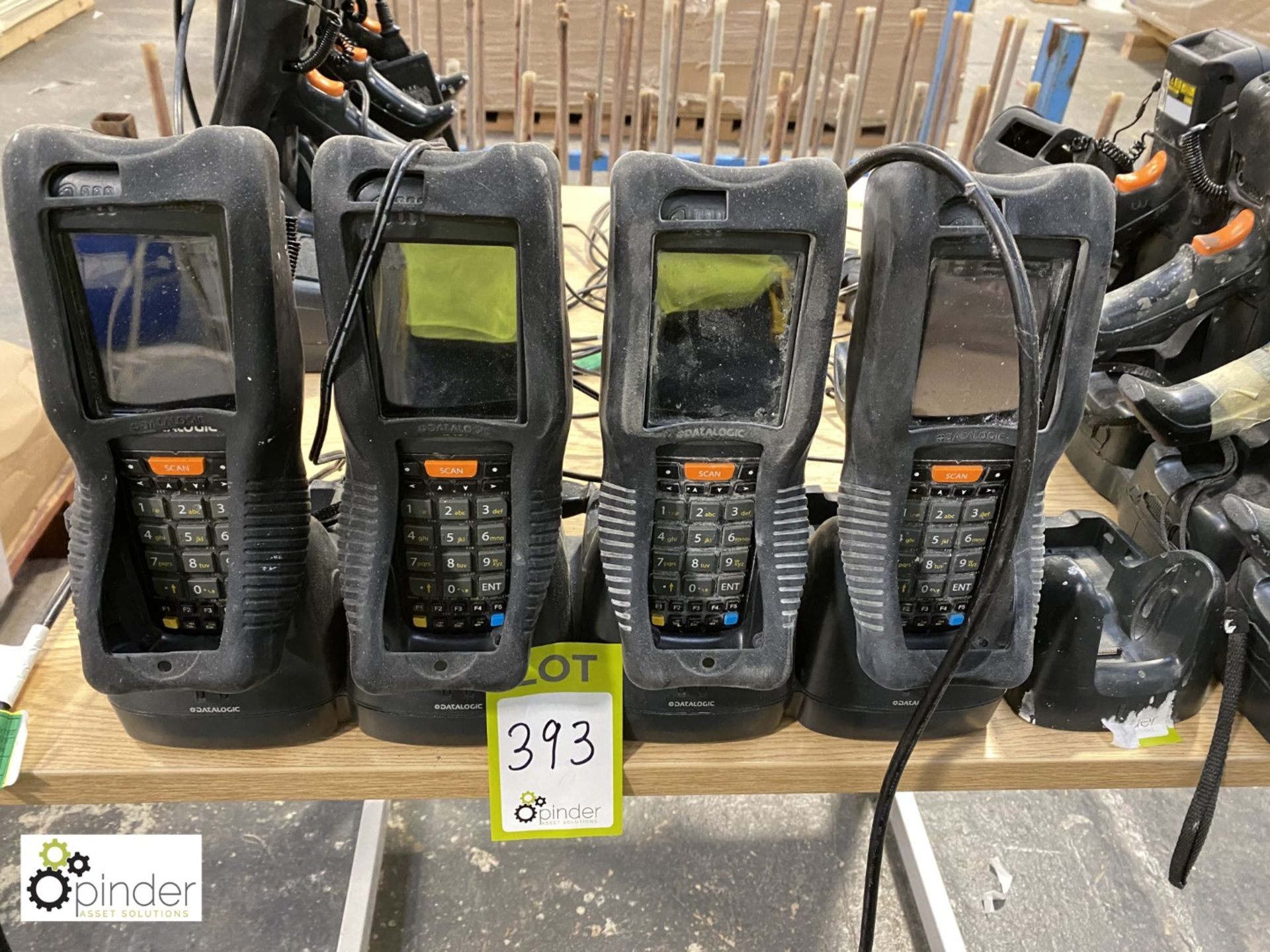 4 Datalogic Falcon X3+ Hand Barcode Scanners, with 5 charging stations