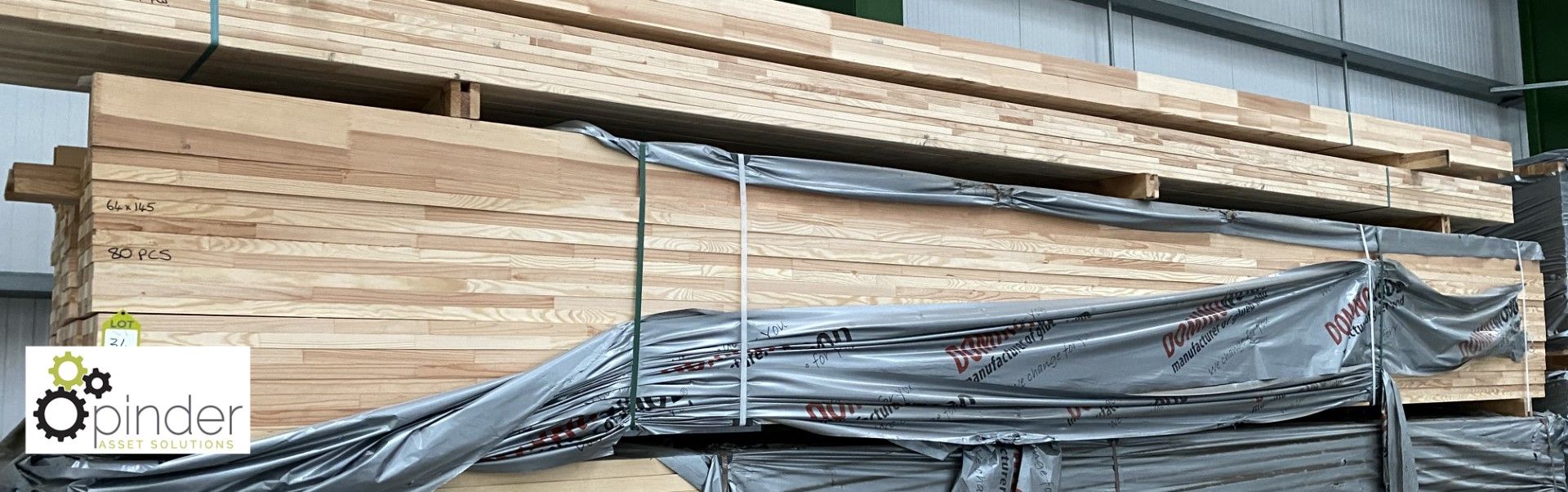 80 lengths Engineered Laminated Redwood, 64mm wide x 145mm deep x 5000mm long, 4.454m³