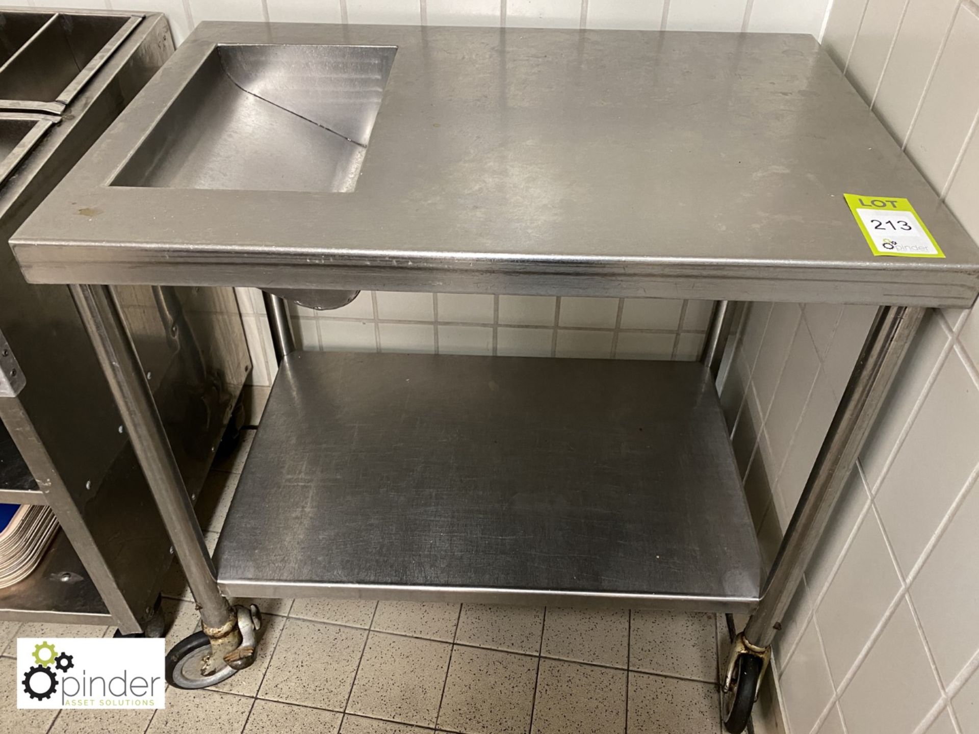 Stainless steel mobile Preparation Table, 900mm x 600mm, with shelf under (located in Main Wash