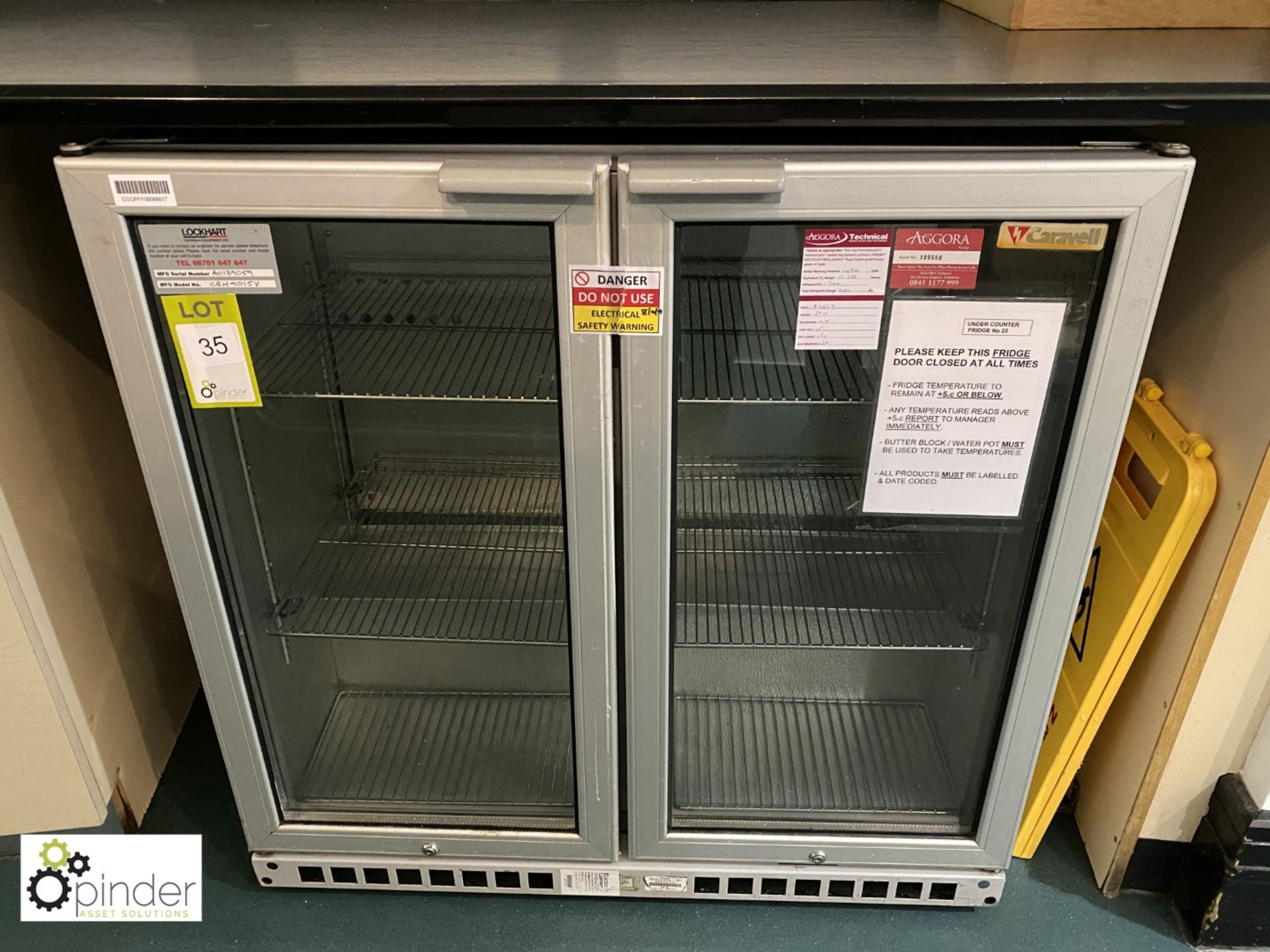 Caravell double door Drinks Chiller, 900mm wide, not working (located in Canteen Servery)