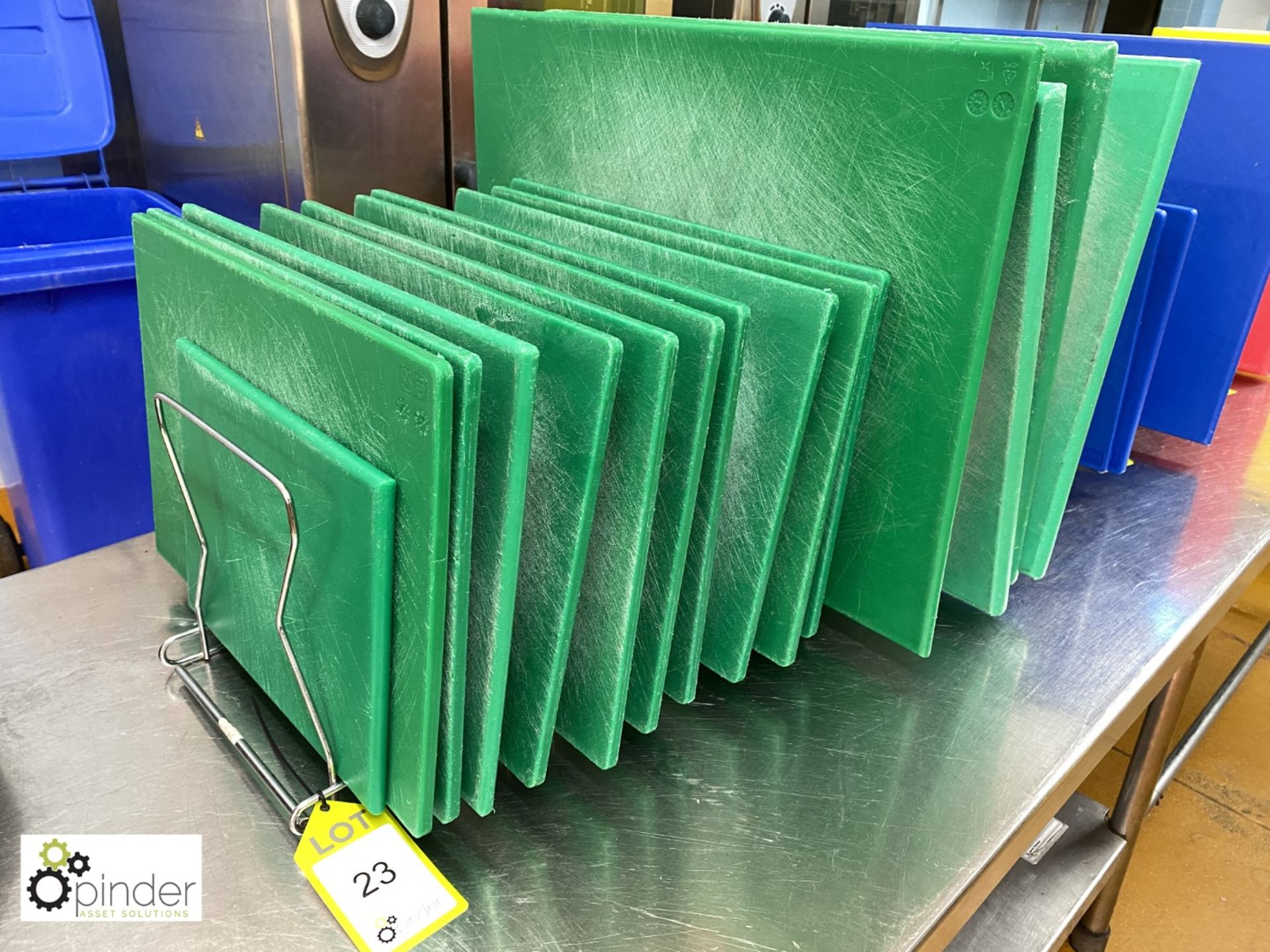 15 various nylon Cutting Boards and Rack, green (located in Main Kitchen) - Image 2 of 2