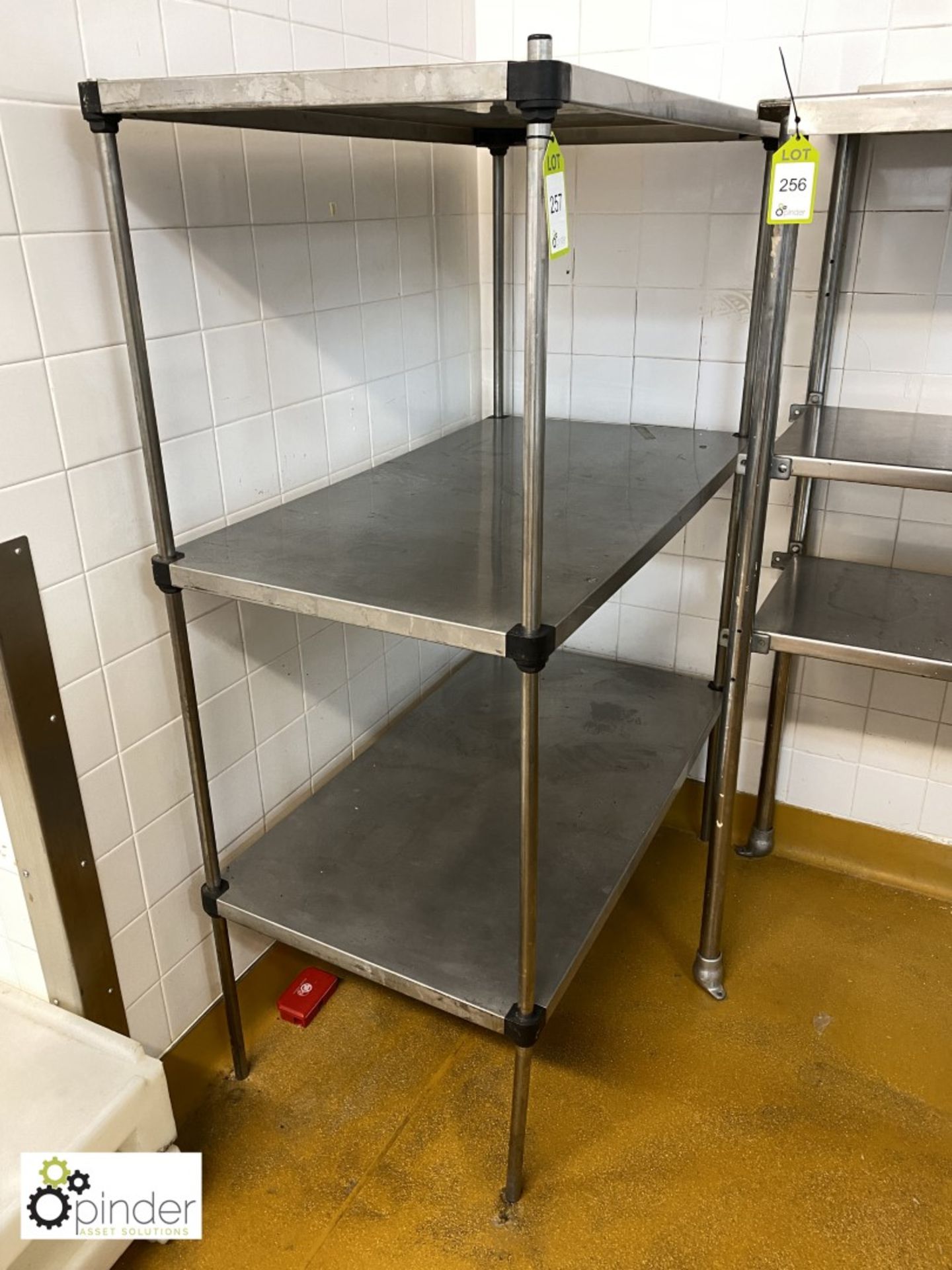 Stainless steel 3-shelf Rack, 1200mm x 650mm (located in Rear Storage Area)