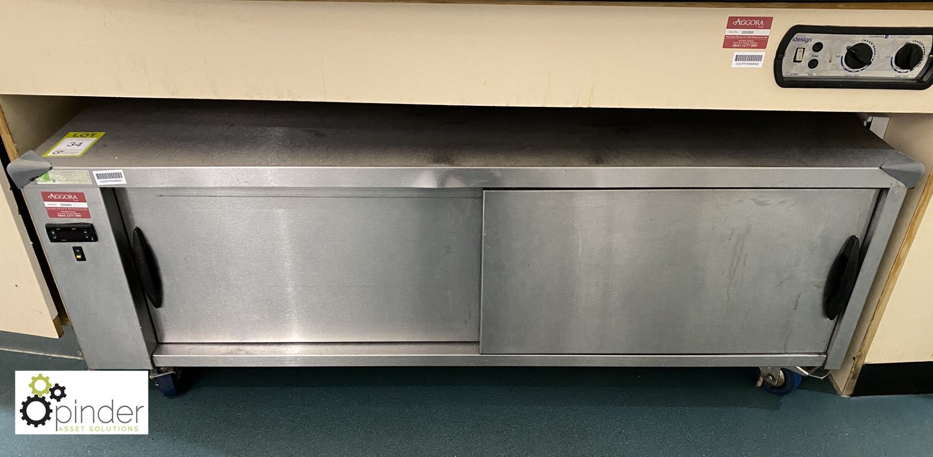 Stainless steel mobile double door Heated Cabinet, 1500mm x 690mm x 570mm high (located in Canteen