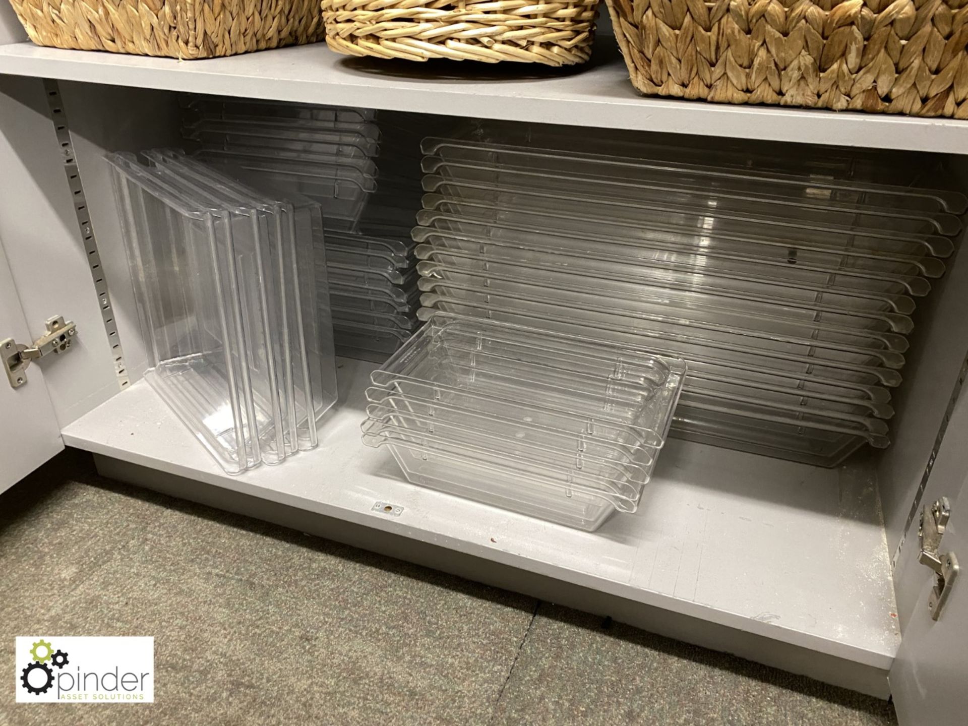 Quantity Wicker Baskets, Bowls, Vases, Plastic Trays, Megaphone, etc, to cabinet (located in Store - Image 8 of 8