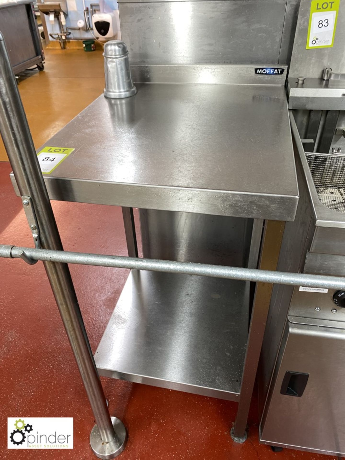 Moffat stainless steel Preparation Table, 500mm x 600mm, with rear raised lip and shelf under (