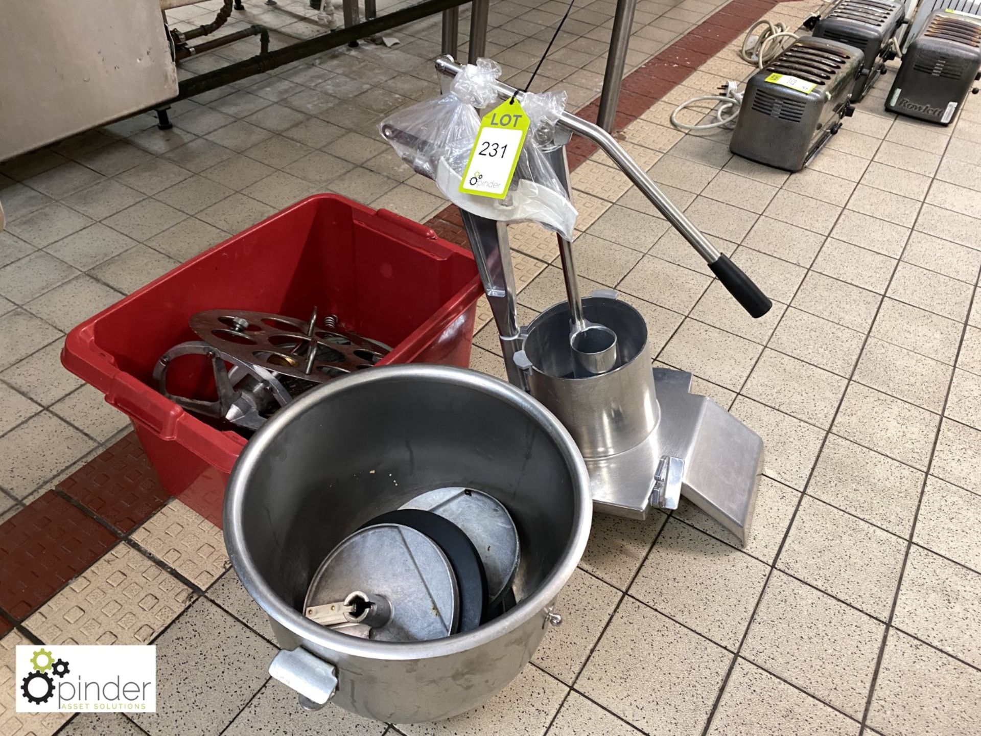 Quantity various Spares including Robot Coupe slicer, feed head, etc (located in Main Wash Room)