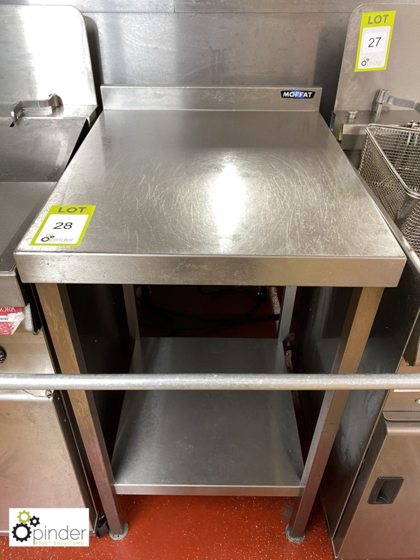 Moffat stainless steel Preparation Table, 500mm x 600mm, with rear lip and shelf under (located in