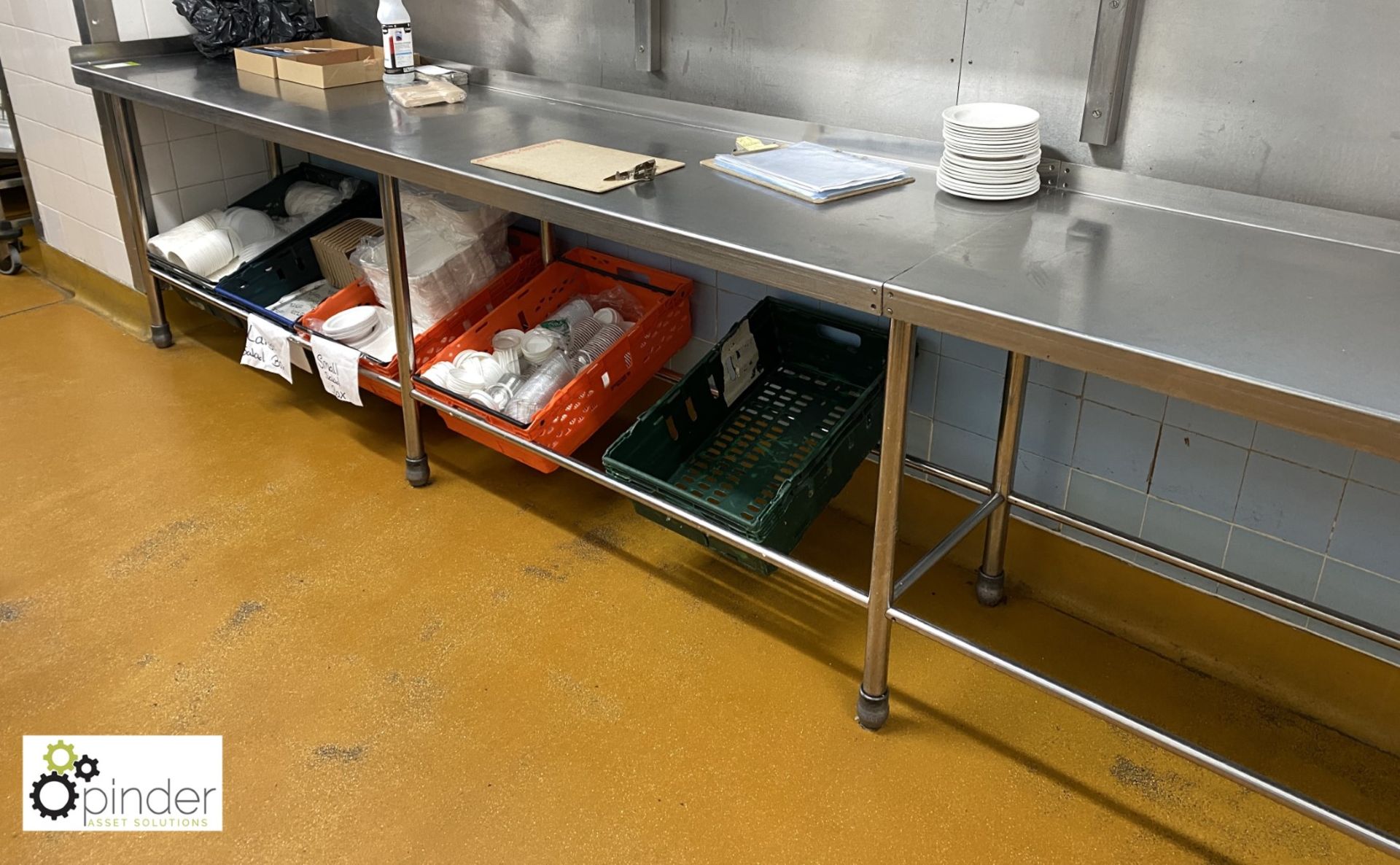 Benham stainless steel Preparation Table, 5350mm x 600mm, with rear raised lip (located in Main - Image 2 of 3