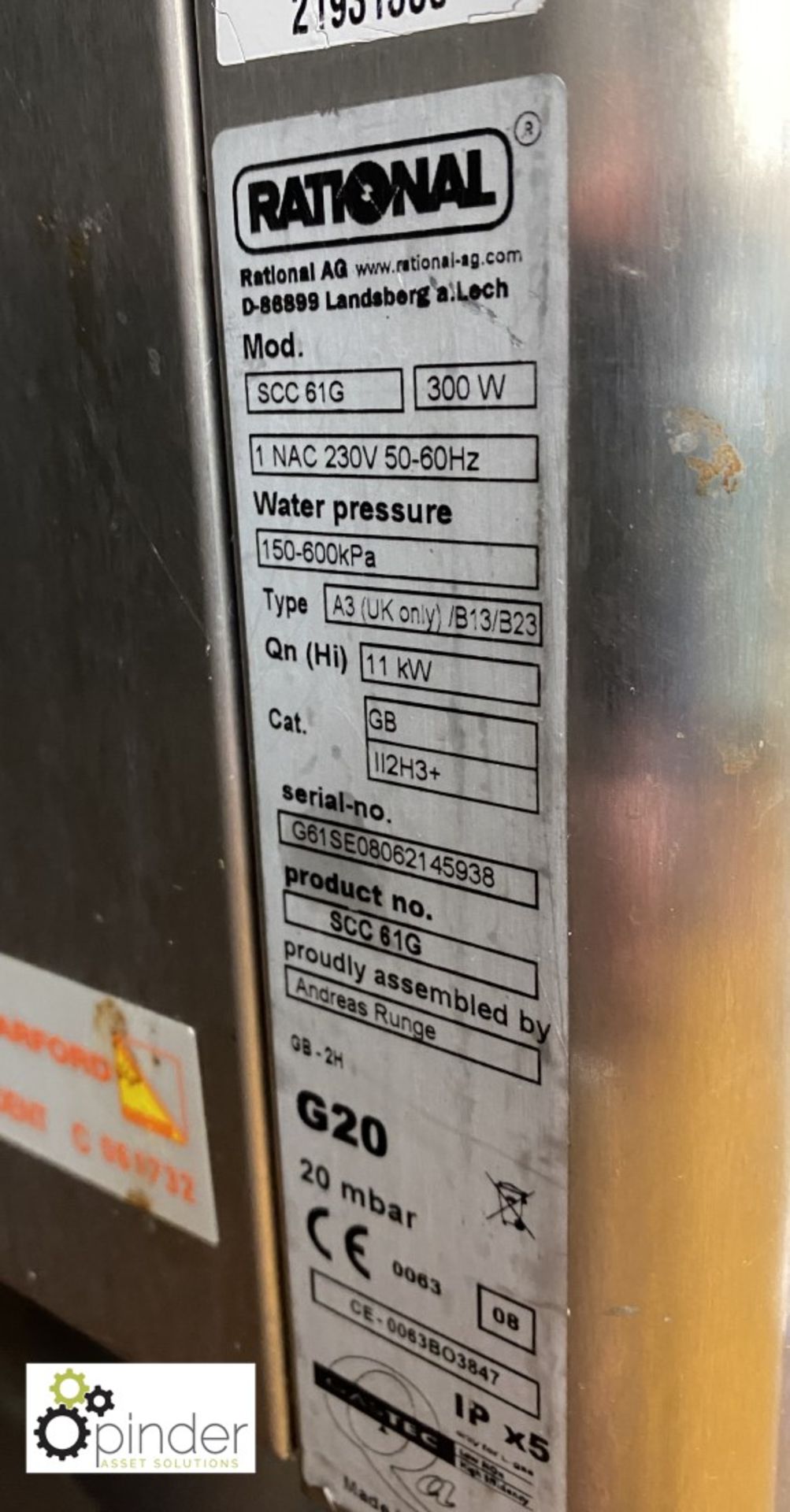 Rational SCC61G Combination Oven, 11kw, 240volts, 6-tray capacity, with stand (located in Laundry) - Image 4 of 5