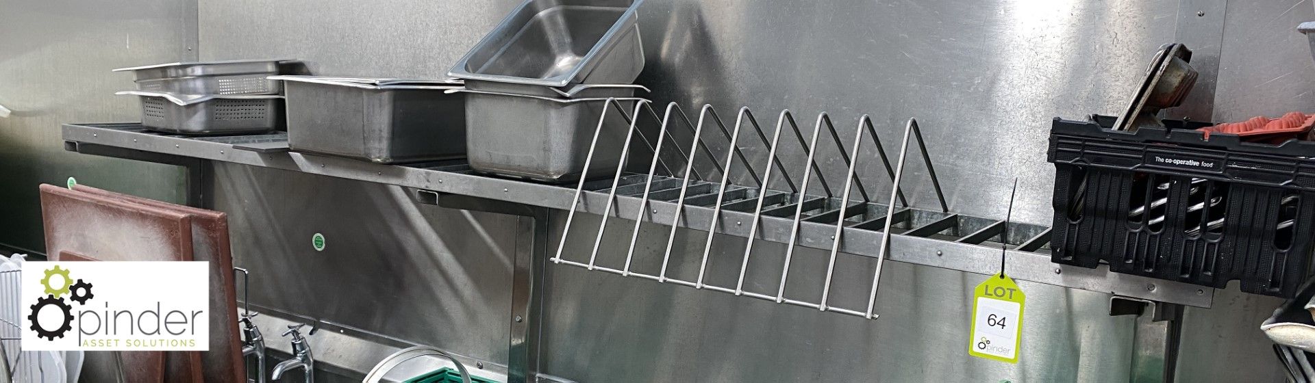 Steel wall mounted Draining Shelf, 2450mm x 300mm (located in Pot Wash Room)