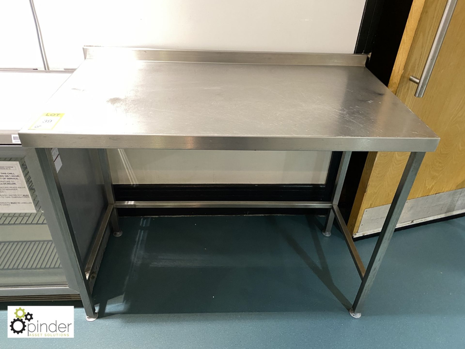Stainless steel Preparation Table, 1200mm x 650mm, with raised rear lip (located in Canteen - Image 2 of 2