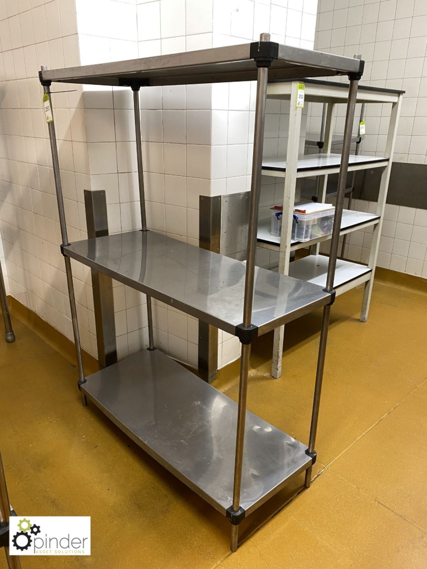 Stainless steel 3-shelf Rack, 1200mm x 500mm (located in Rear Storage Area)