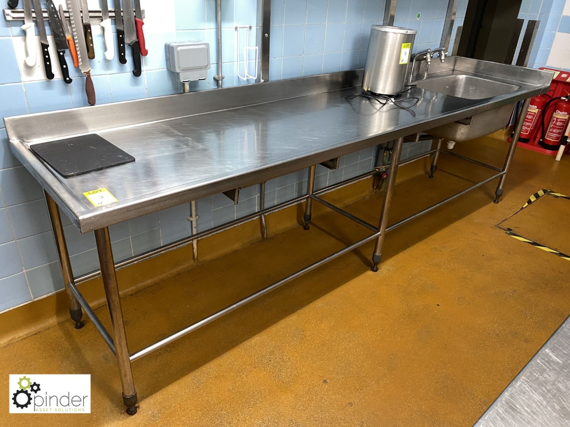 Stainless steel single bowl Sink, 3050mm x 720mm (located in Main Kitchen)