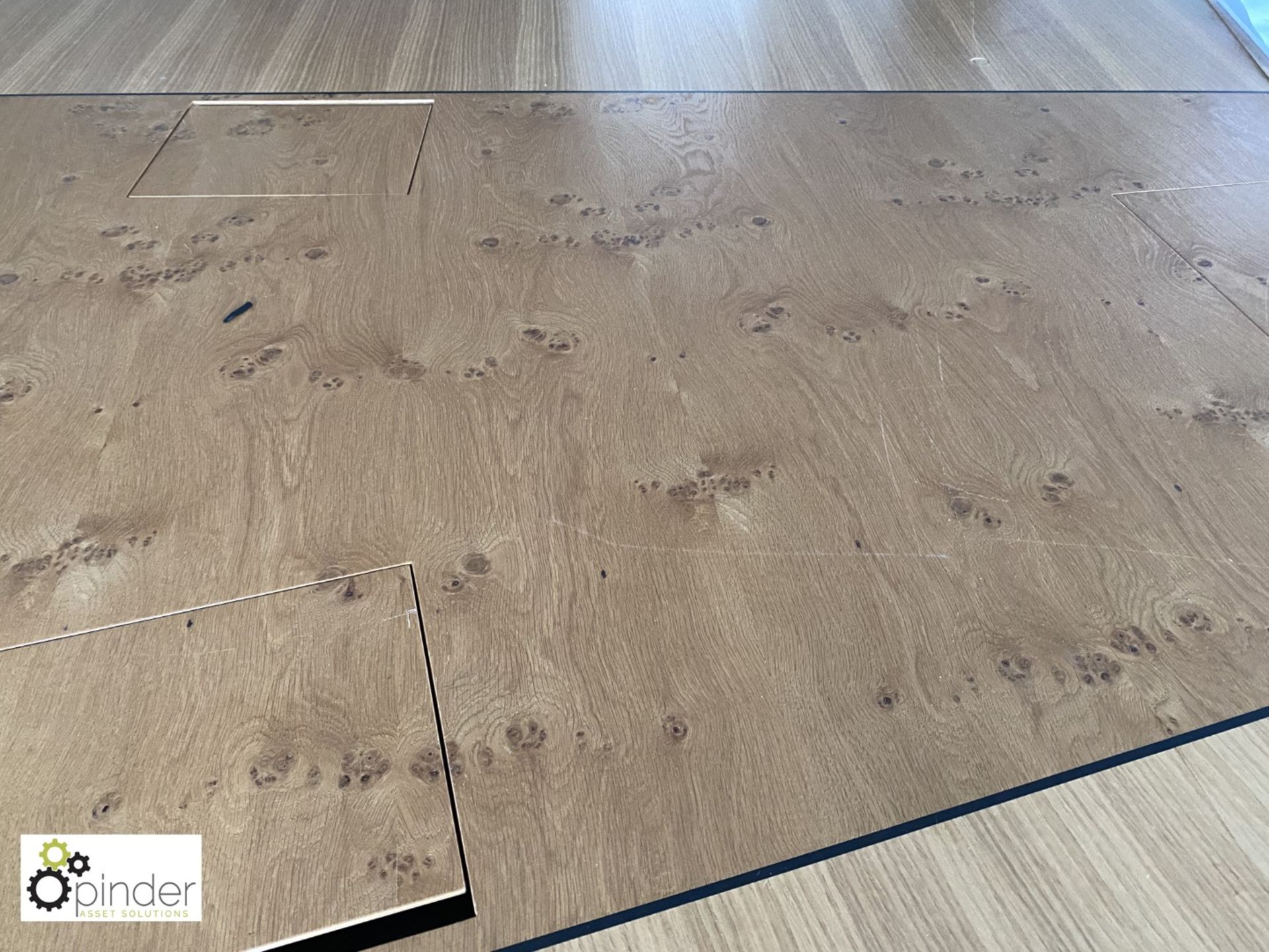 Oak and walnut boat shaped Boardroom Table, 16 comms/power ports, 10m x 2520mm (located in 24th - Image 16 of 17