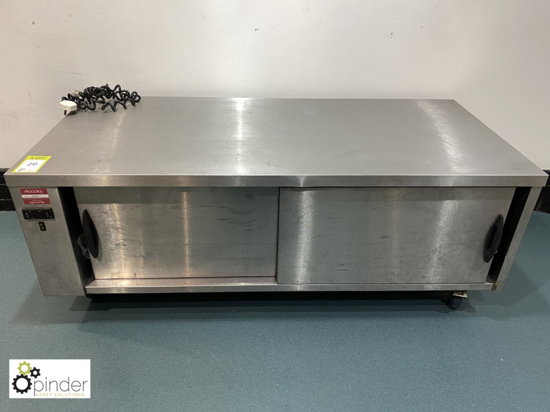 Stainless steel mobile double door Heated Cabinet, 1500mm x 690mm x 570mm high (located in Canteen