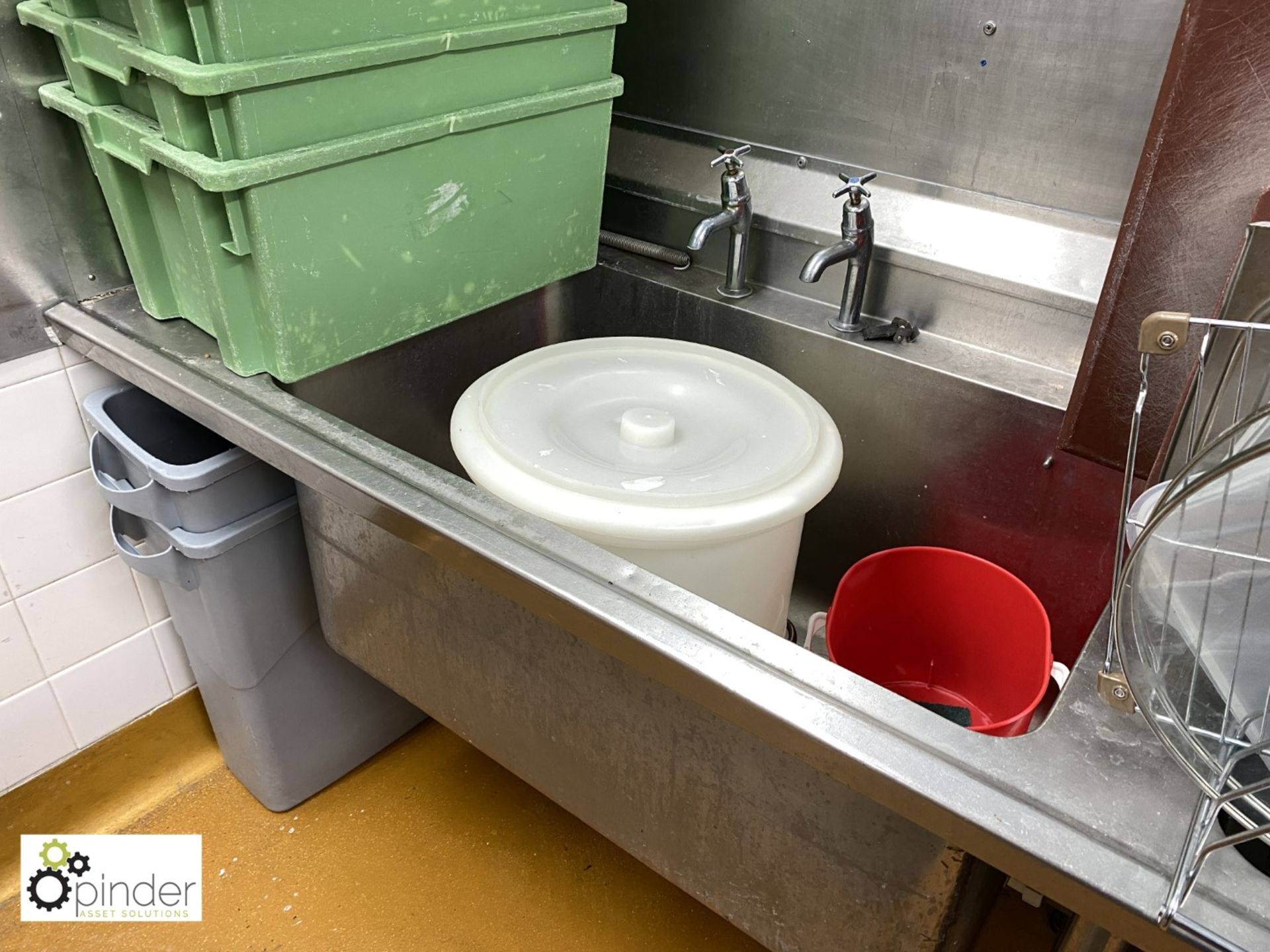 Stainless steel double bowl Sink Unit, 3800mm x 700mm (located in Pot Wash Room) - Image 3 of 4