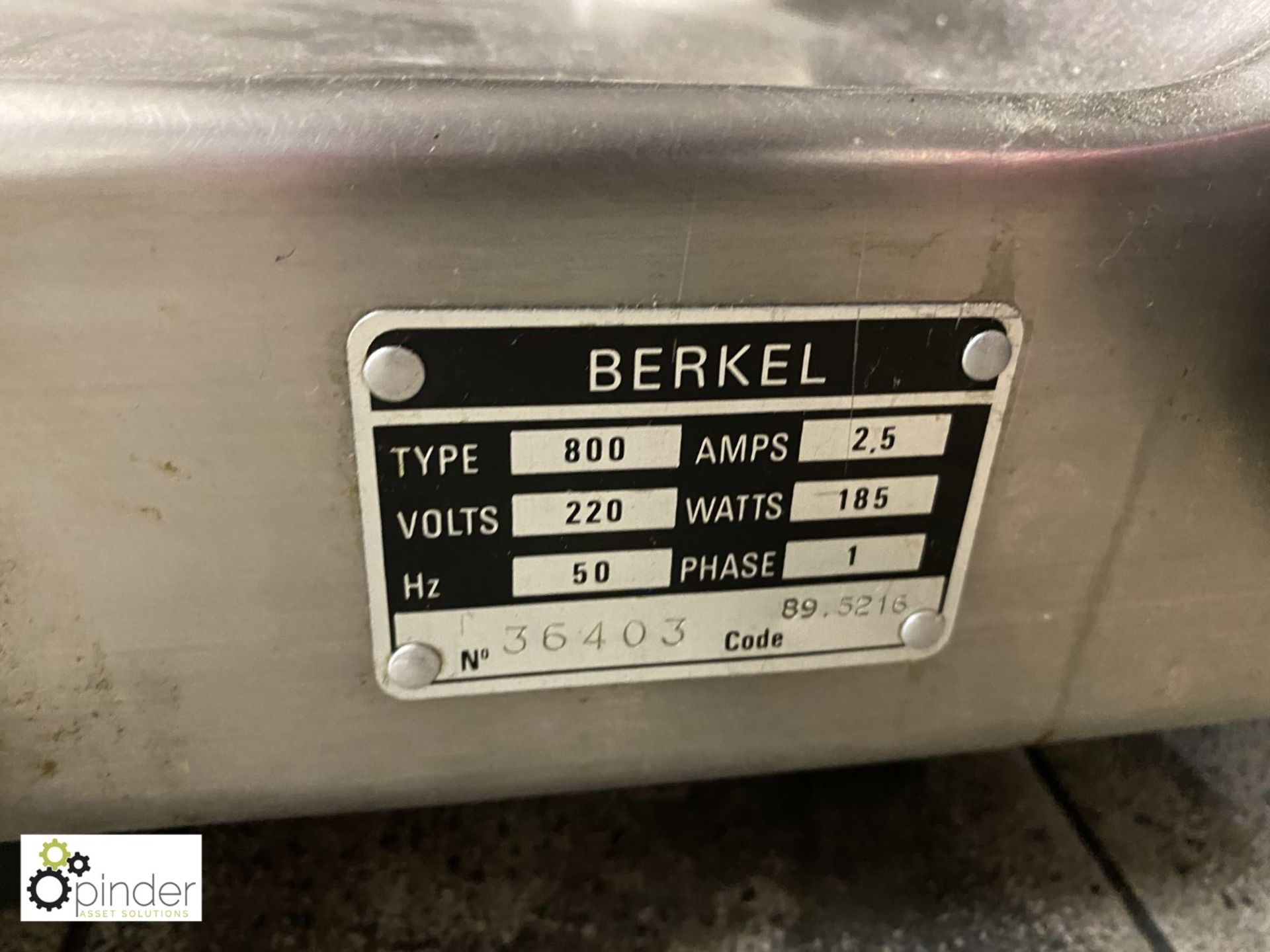 Berkel 800 Meat Slicer, 240volts (located in Main Wash Room) - Image 3 of 4
