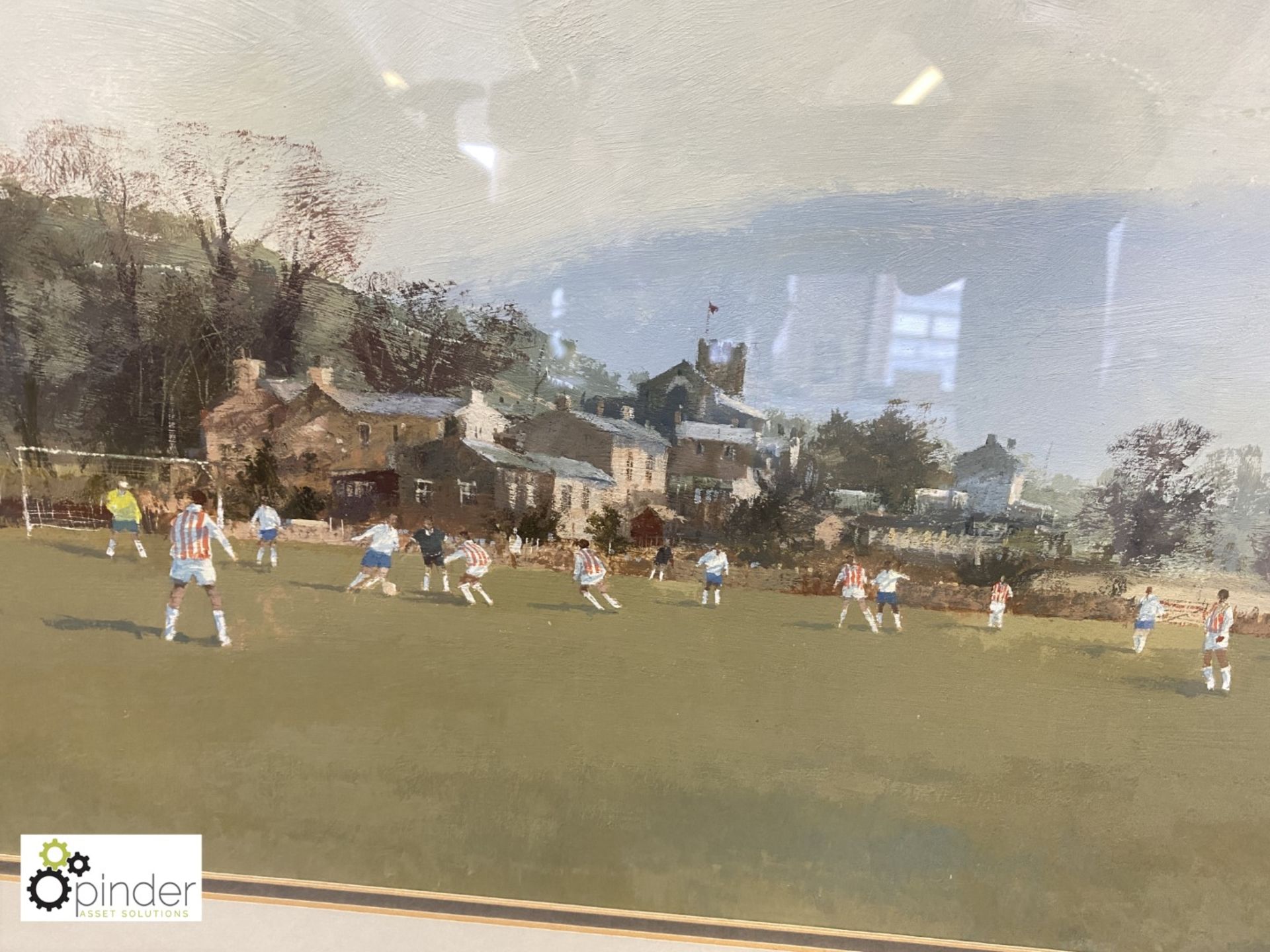 Framed and glazed Oil “The Football Match” by Roy Perry, 730mm x 570mm - Image 3 of 5