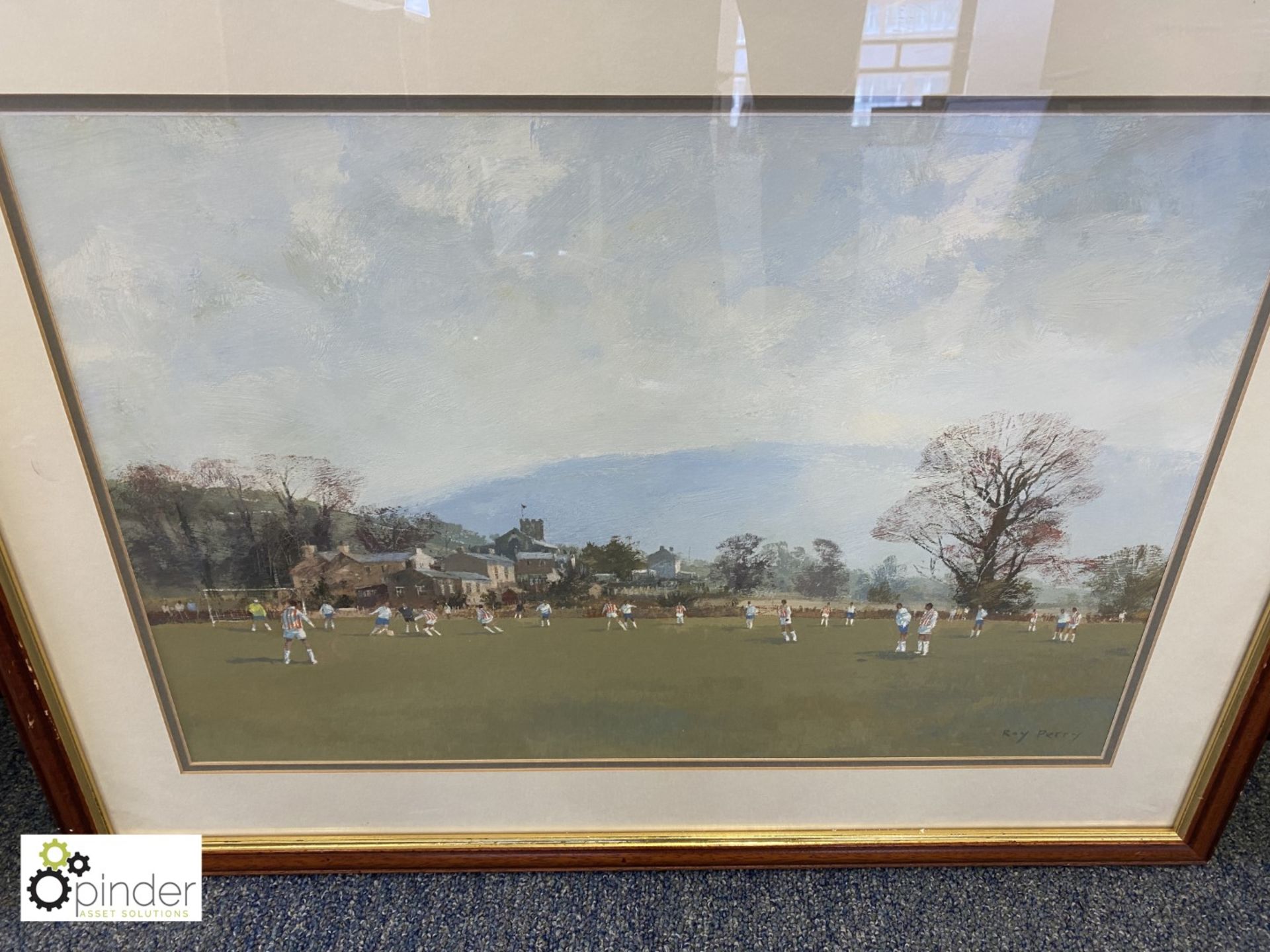 Framed and glazed Oil “The Football Match” by Roy Perry, 730mm x 570mm - Image 2 of 5