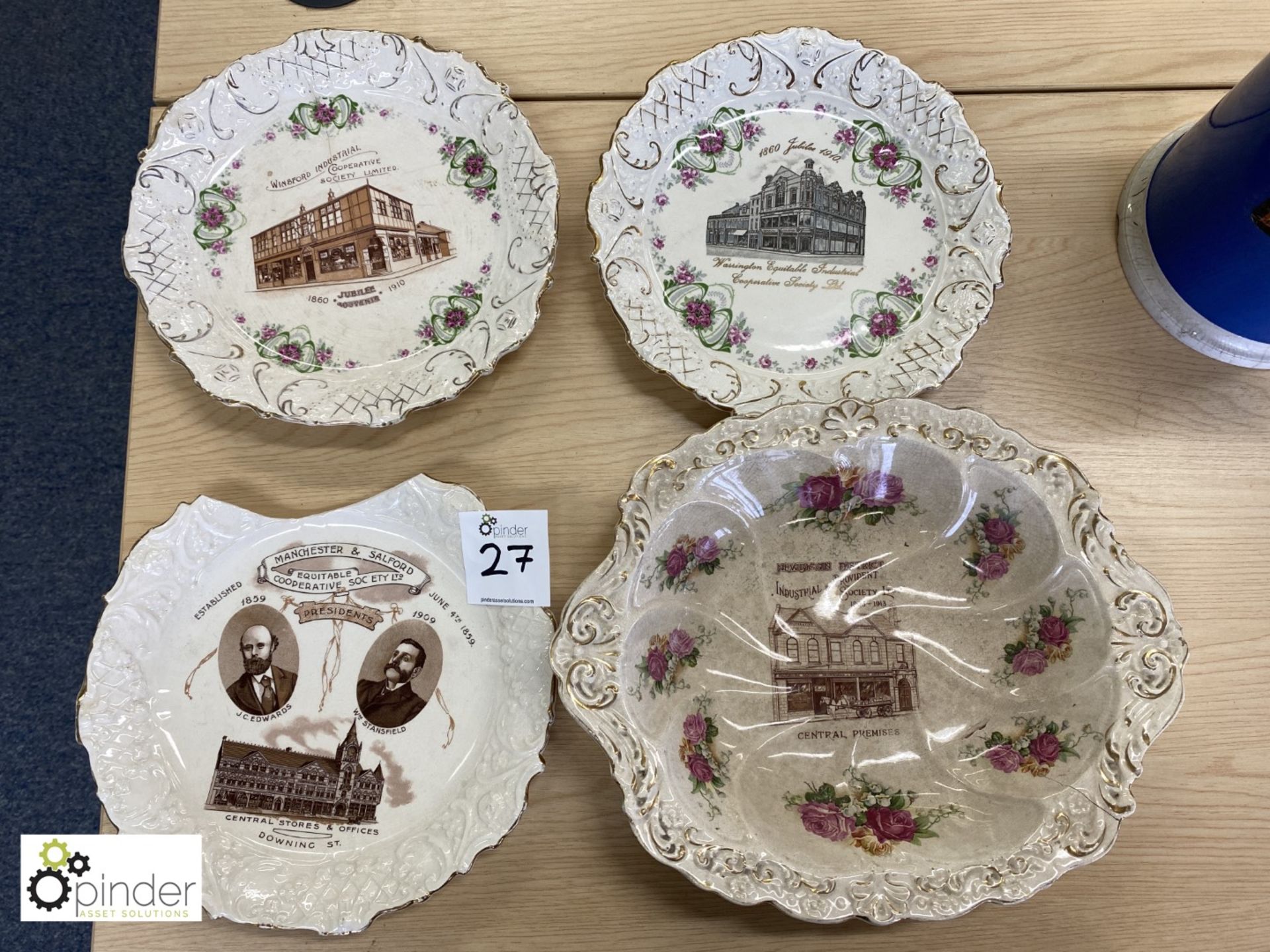 2 Coop Jubilee Commemorative Plates by CWS Longton, Co-Op Newbiggin District Dish, Coop Plate