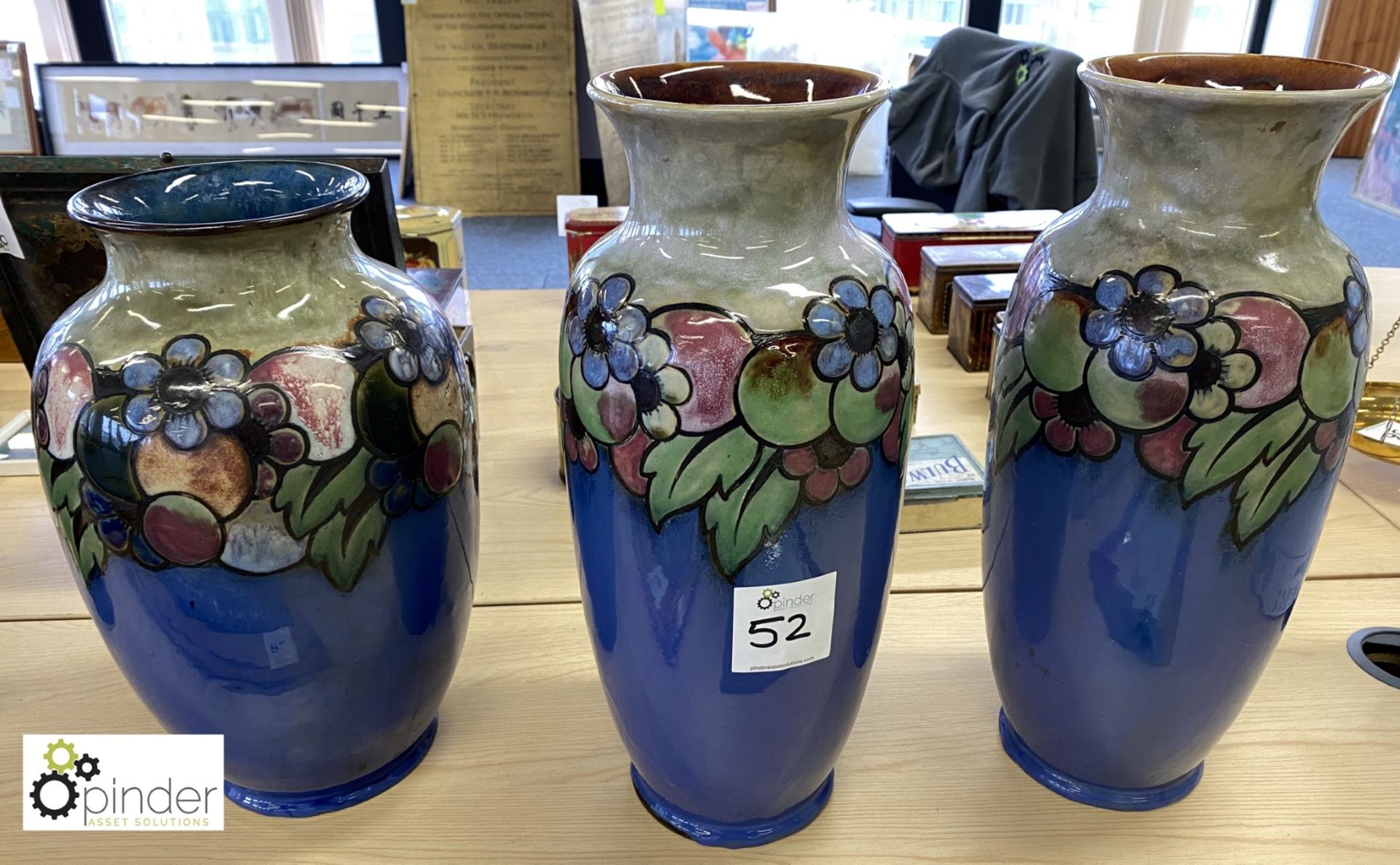 3 Royal Doulton glazed Vases