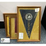 4 framed and glazed Bowling Association Pennants