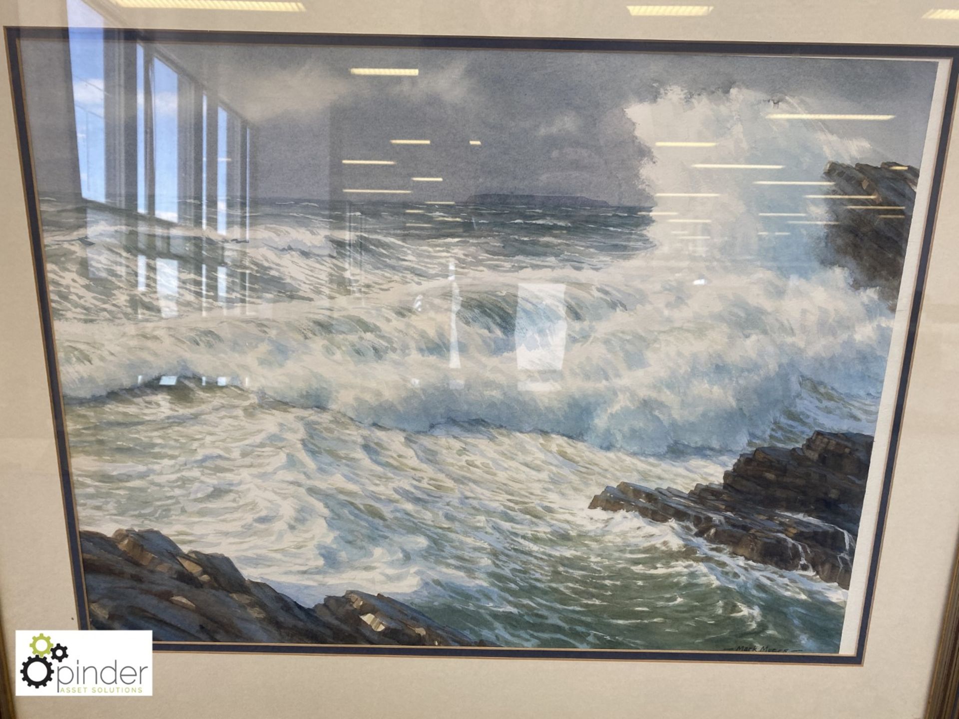 Framed and glazed Watercolour “Seascape and Rocky Outcrop”, by Mark Myers, 860mm x 700mm - Image 3 of 4