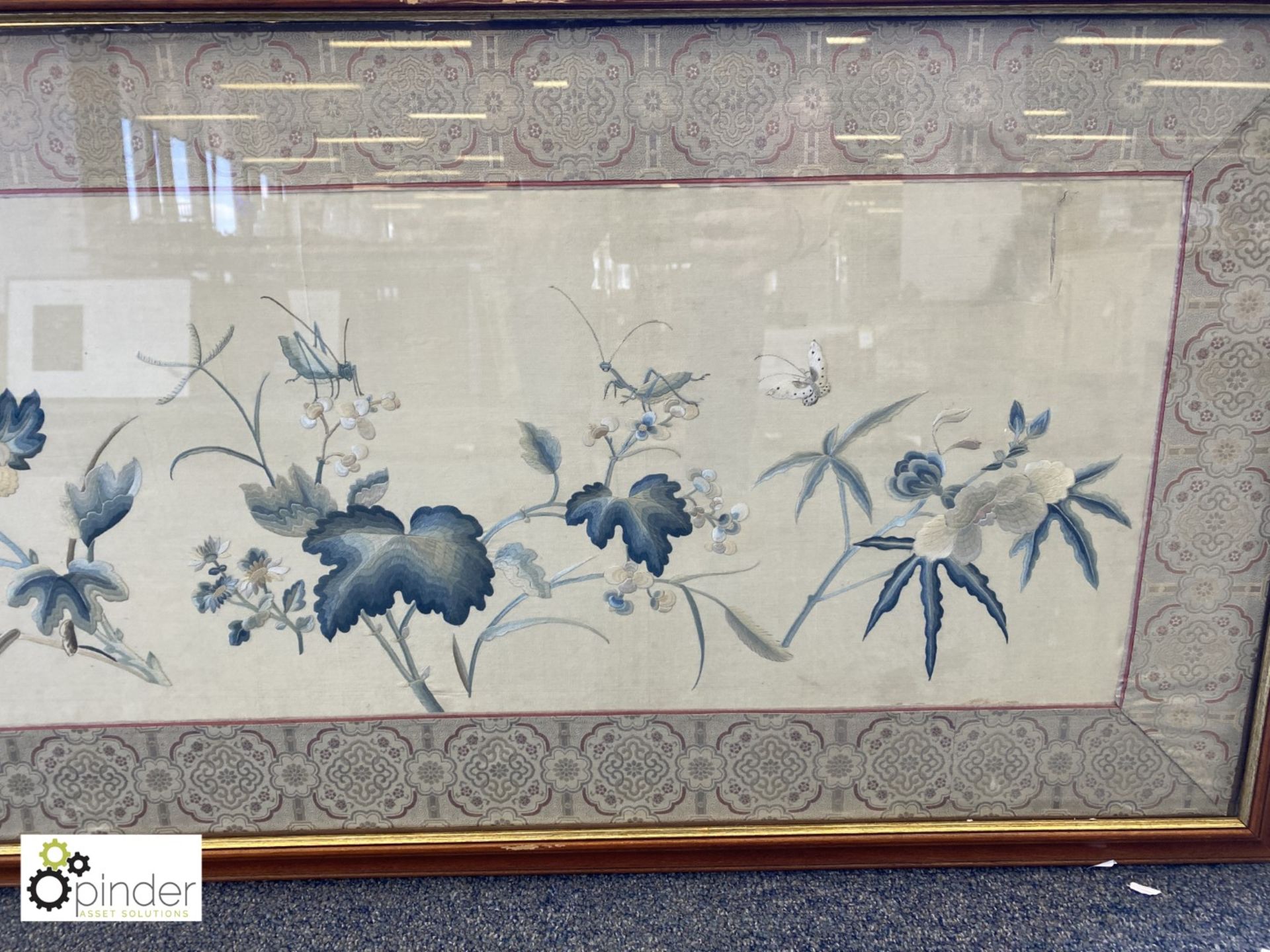 Framed and glazed Chinese Tapestry “Birds, Butterflies and Flowers”, 1830mm x 590mm - Image 2 of 5