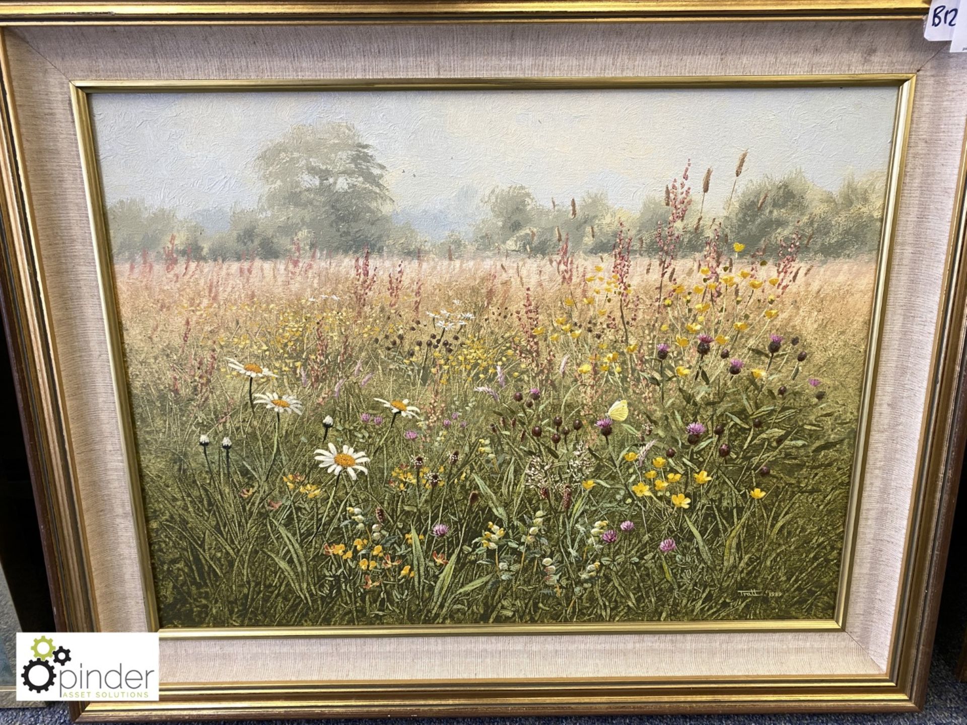 Framed Oil on Canvas “Field of Flowers” by Richard Tratt, 1989, 750mm x 600mm