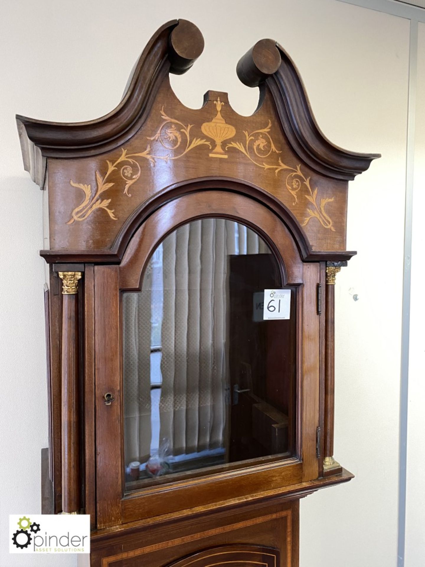 Mahogany inlaid long case Clock, with face, weights, etc, 490mm wide x 320mm deep x 2380mm tall - Image 3 of 16