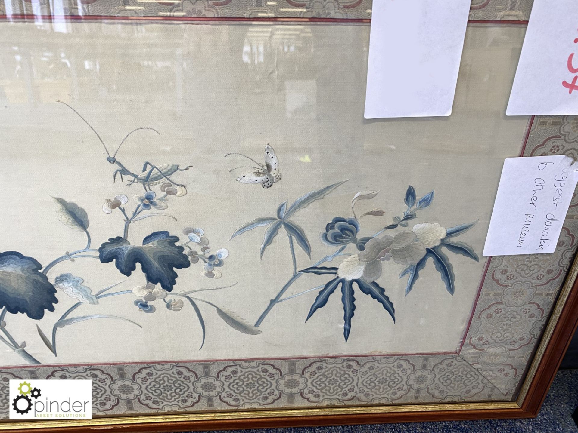 Framed and glazed Chinese Tapestry “Birds, Butterflies and Flowers”, 1830mm x 590mm - Image 5 of 5