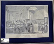 Framed Etching “The Subscription Room at Lloyds” a John Ward Etching, 405mm x 330mm