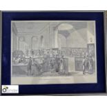 Framed Etching “The Subscription Room at Lloyds” a John Ward Etching, 405mm x 330mm