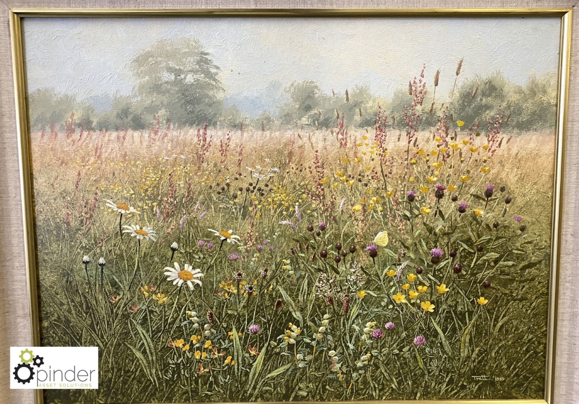 Framed Oil on Canvas “Field of Flowers” by Richard Tratt, 1989, 750mm x 600mm - Image 2 of 4