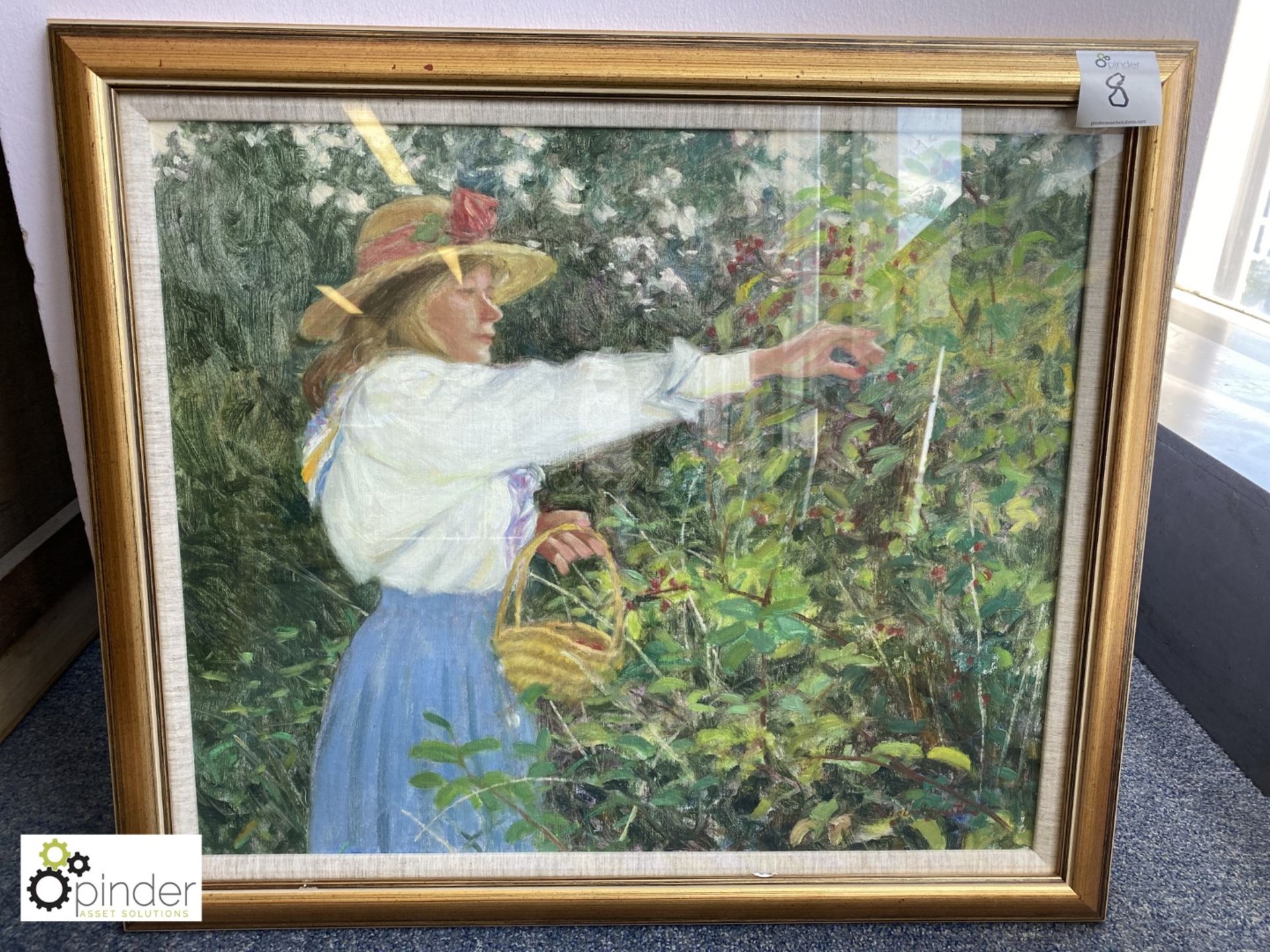 Framed and glazed Oil on Linen “Picking Berries”, by Douglas Smith, 715mm x 620mm - Image 2 of 3
