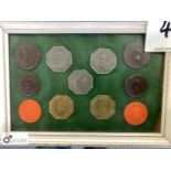 Framed and glazed Presentation of Co-Operative Society Coins