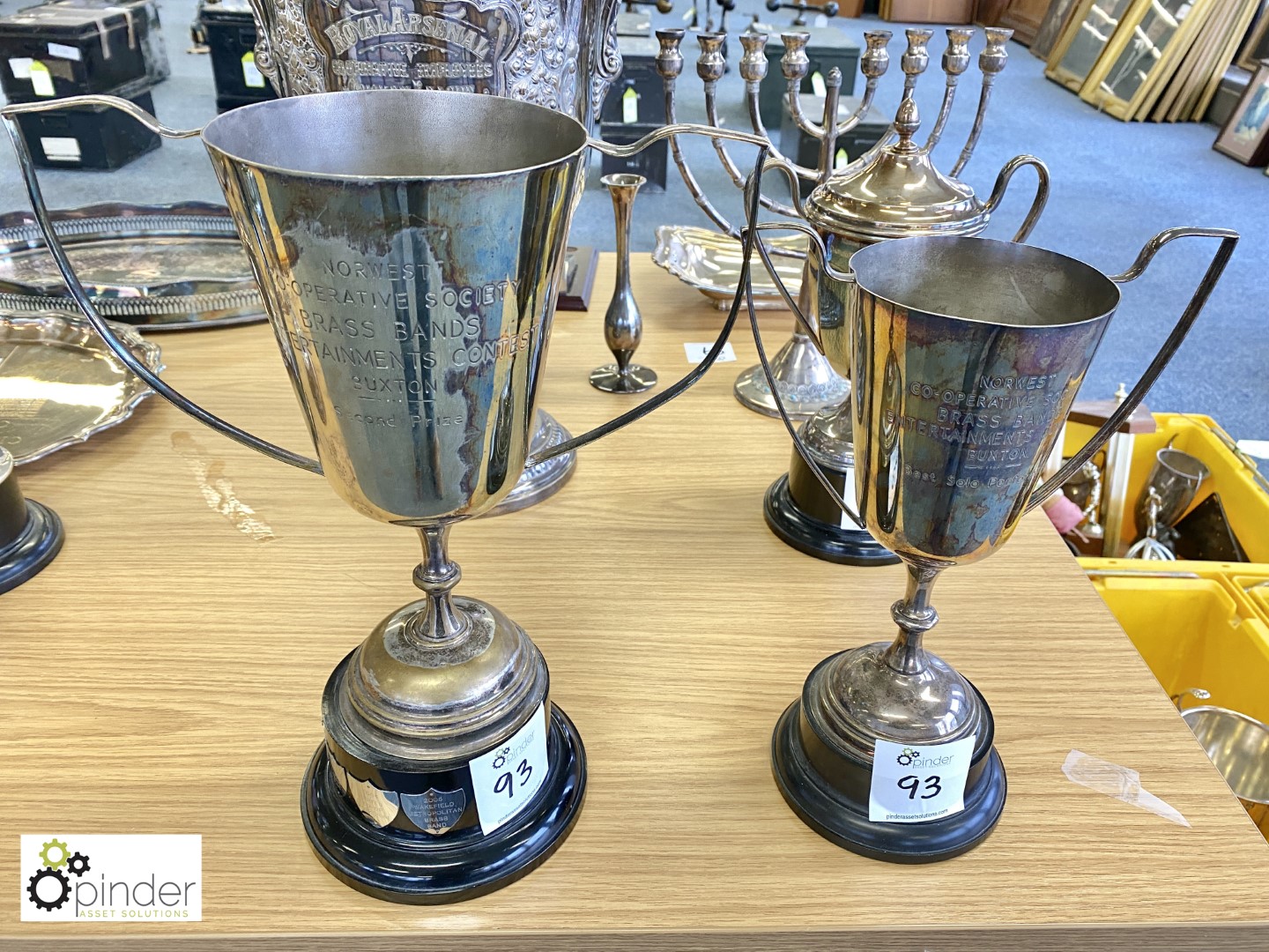 2 silver plate Trophies, Norwest Co-Op Society Brass Band Contest, Buxton