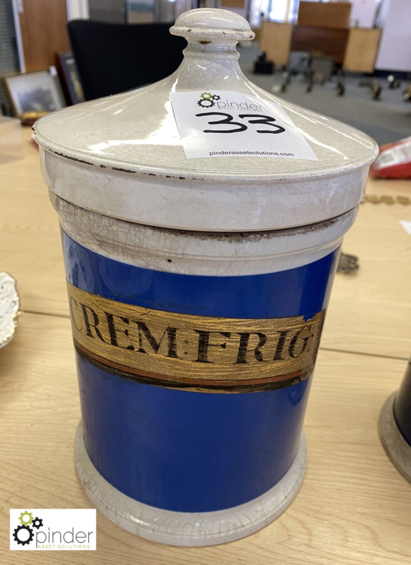Glazed Storage Pot with lid “Crem:Frig”