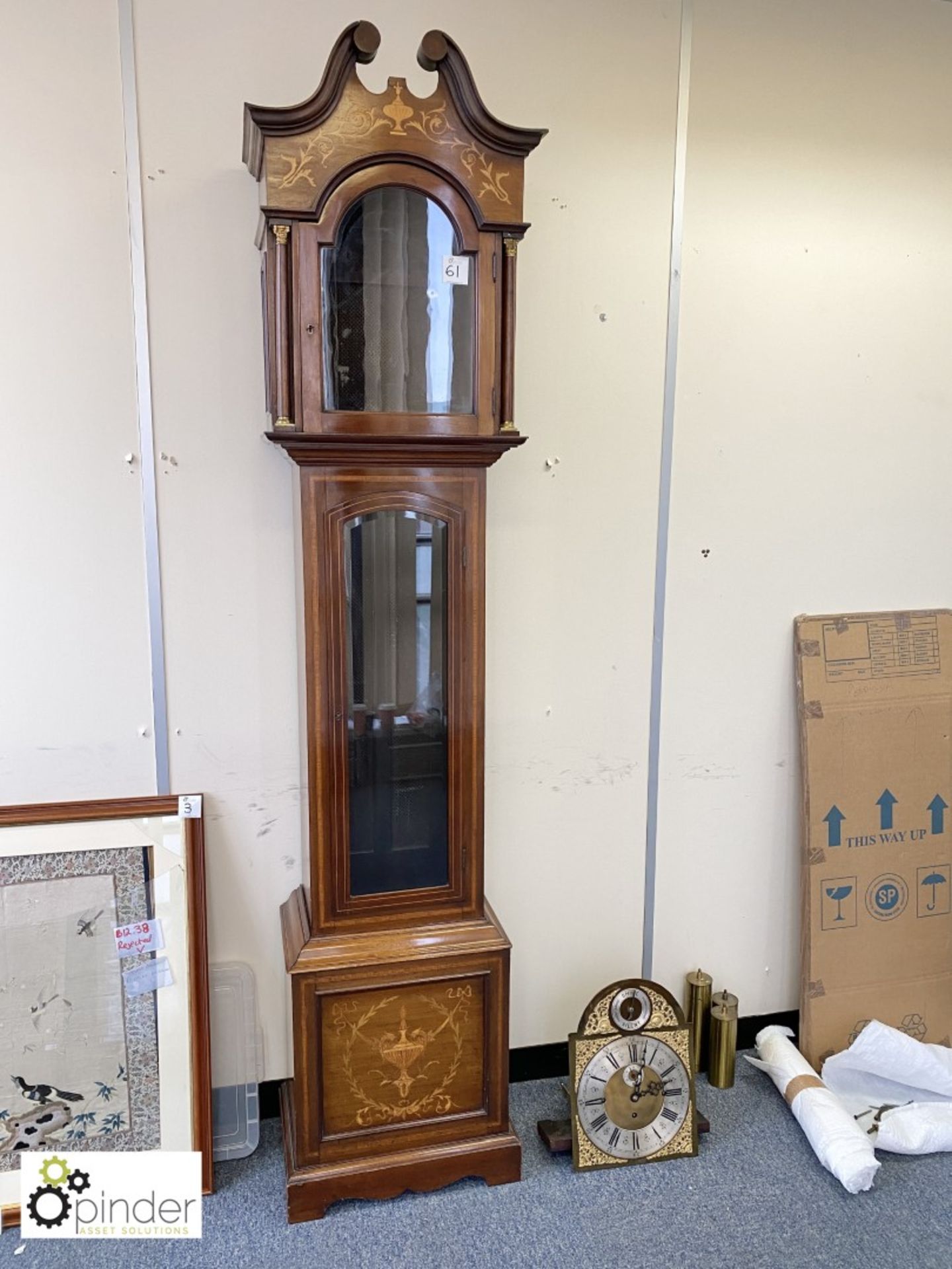 Mahogany inlaid long case Clock, with face, weights, etc, 490mm wide x 320mm deep x 2380mm tall - Image 2 of 16