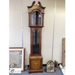 Mahogany inlaid long case Clock, with face, weights, etc, 490mm wide x 320mm deep x 2380mm tall