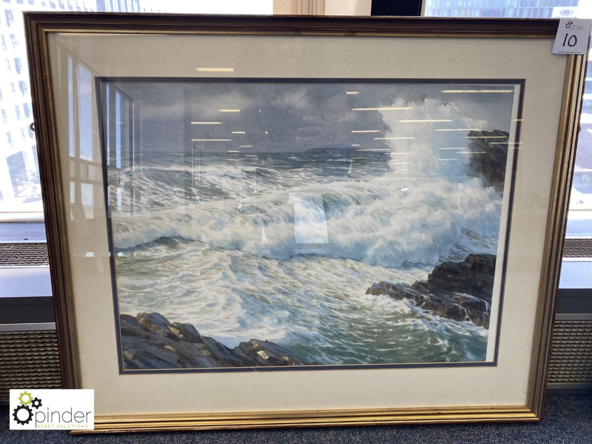 Framed and glazed Watercolour “Seascape and Rocky Outcrop”, by Mark Myers, 860mm x 700mm - Image 2 of 4