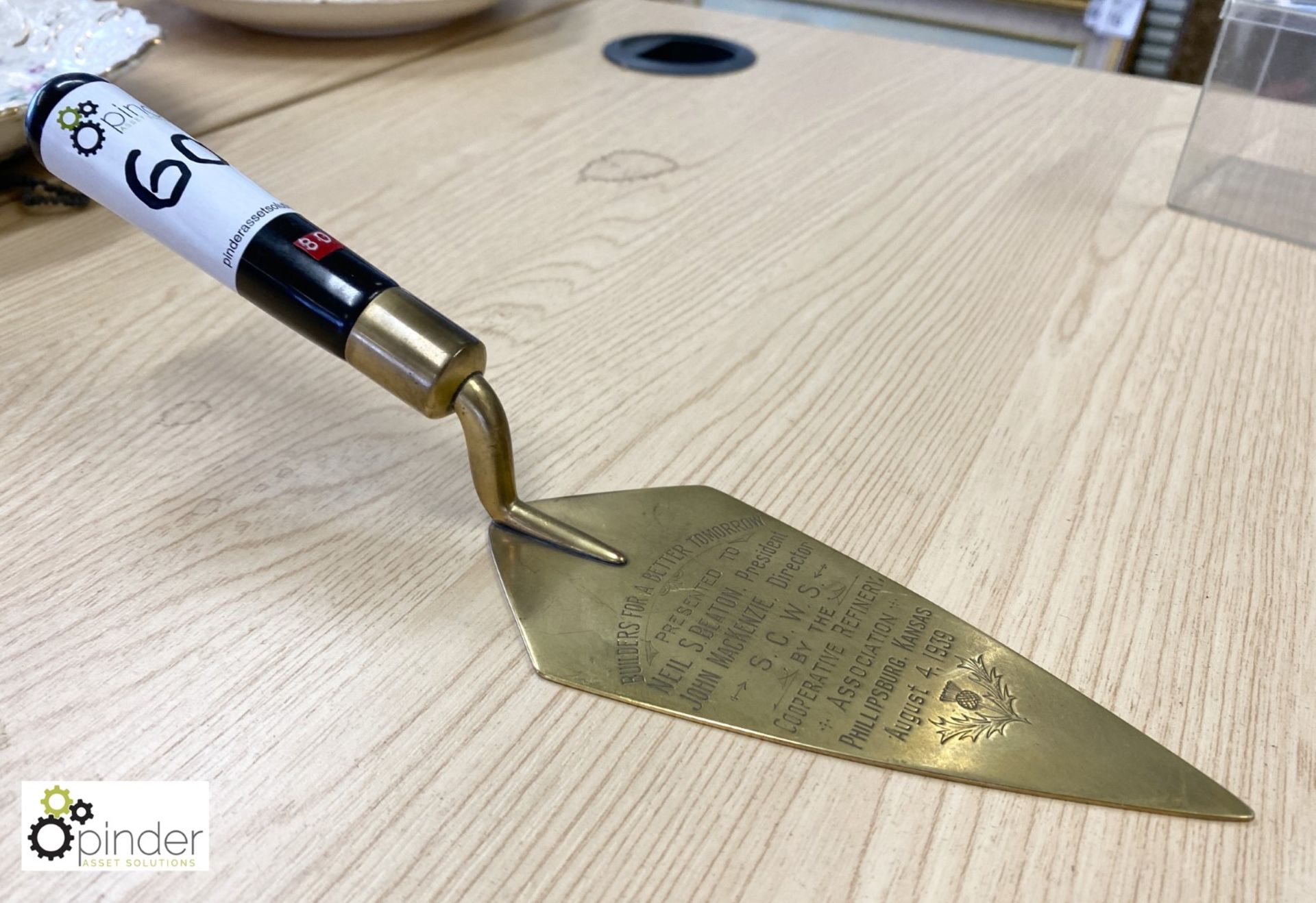 Commemorative Trowel, “Builders for a Better Tomorrow” by the Co-Operative Refinery Association, - Image 3 of 3