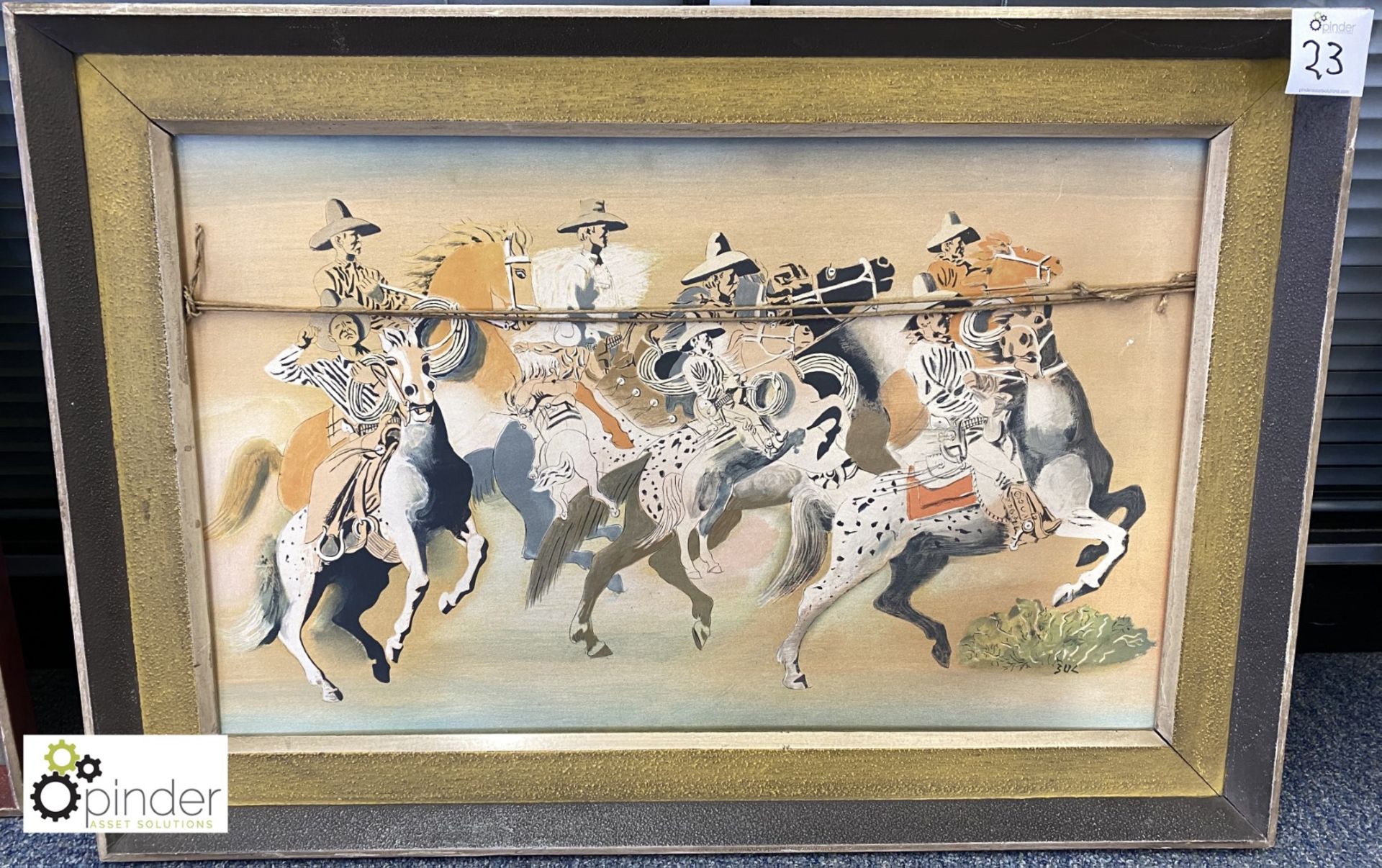 Framed Print on Board “Arizona Cowboys” by B Ulreich, 820mm x 560mm